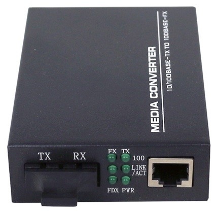 ממיר מדיה 10/100Base-TX ל-100Base-FX, חיבורי RJ45 ו-SC כפול, תומך MM 2KM, איכותי TopX OPTC20-2KM