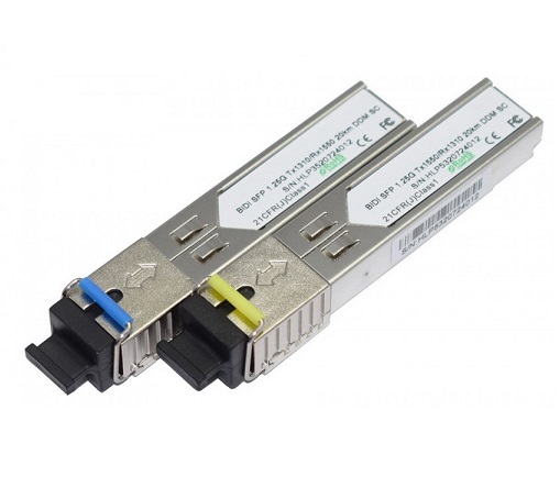 טרנסיבר SFP (מיניג'ביק) 1.25G BiDi WDM 20KM לסיב בודד (Tx1310nm/Rx1550nm) תעשייתי תואם CISCO / MSA מבית Top-X SFP503-IN-20K