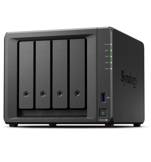 שרת אחסון וגיבוי כולל 2 דיסקים קשיחים בנפח 24TB סינולוג'י Synology DiskStation DS923+  including 24TB (12TBx2) NAS server 4Bay 2 Bay SSD AMD Ryzen R1600 3.1GHz 64-bit  DDR4 4GB RAM ECC 2xM.2 NVMe Slots